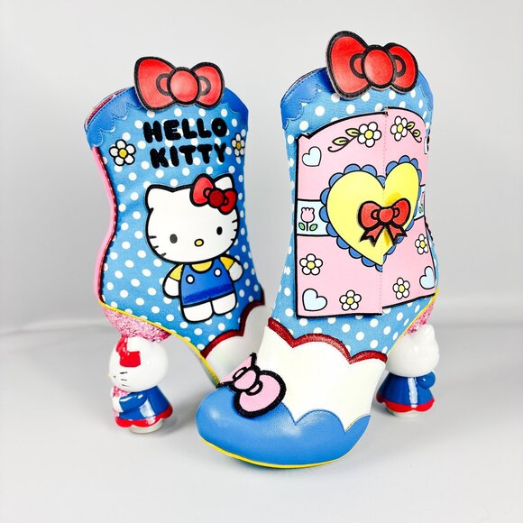 Irregular Choice Hello Kitty Dress Up Character Heel Boots Size 39 Rare Collab - Picture 1 of 10
